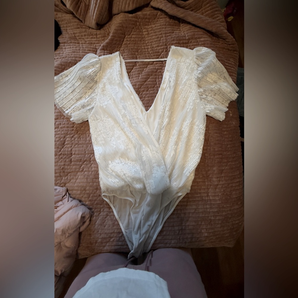 Astr Ivory Lace Bodysuit